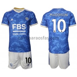 Camisolas Leicester City James Maddison 10 Criança Casa 2021-2022 Manga Curta