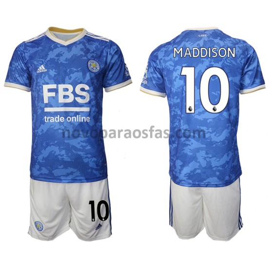 Camisolas Leicester City James Maddison 10 Criança Casa 2021-2022 Manga Curta