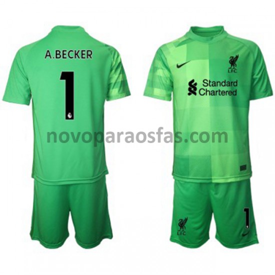 Camisolas Liverpool Guarda-redes Alisson Becker 1 Criança Casa 2021-2022 Manga Curta