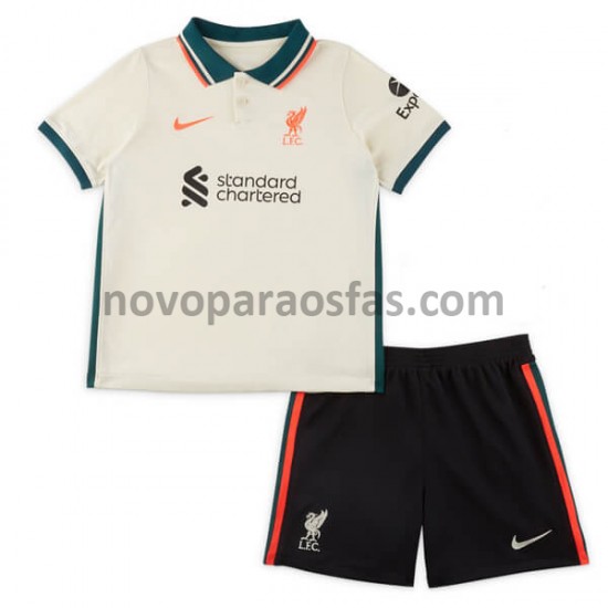 Camisolas Liverpool Criança Visitante 2021-2022 Manga Curta
