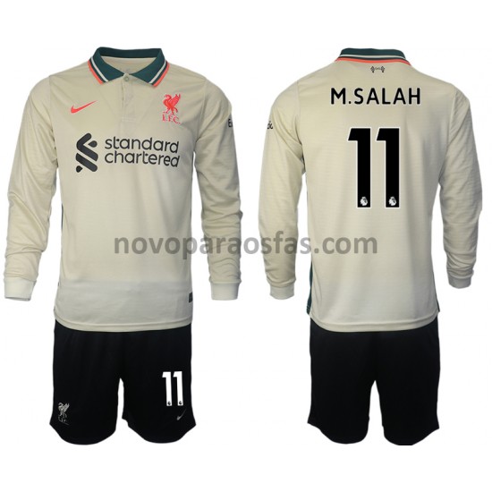 Camisolas Liverpool M.Salah 11 Criança Visitante 2021-2022 Manga Comprida