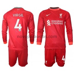 Camisolas Liverpool VIRGIL 4 Criança Casa 2021-2022 Manga Comprida