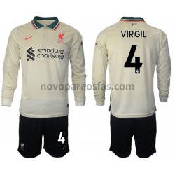 Camisolas Liverpool Virgil van Dijk 4 Criança Visitante 2021-2022 Manga Comprida