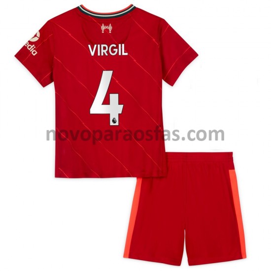 Camisolas Liverpool Virgil van Dijk 4 Criança Casa 2021-2022 Manga Curta