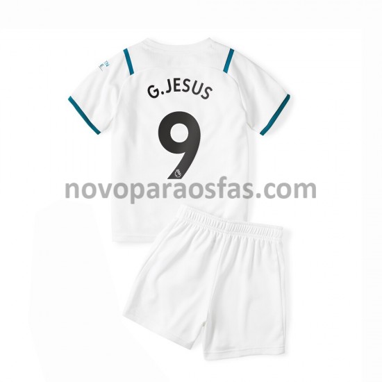 Camisolas Manchester City Gabriel Jesus 9 Criança Visitante 2021-2022 Manga Curta