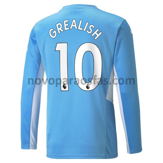 Camisolas Manchester City Jack Grealish 10 Casa 2021-2022 Manga Comprida