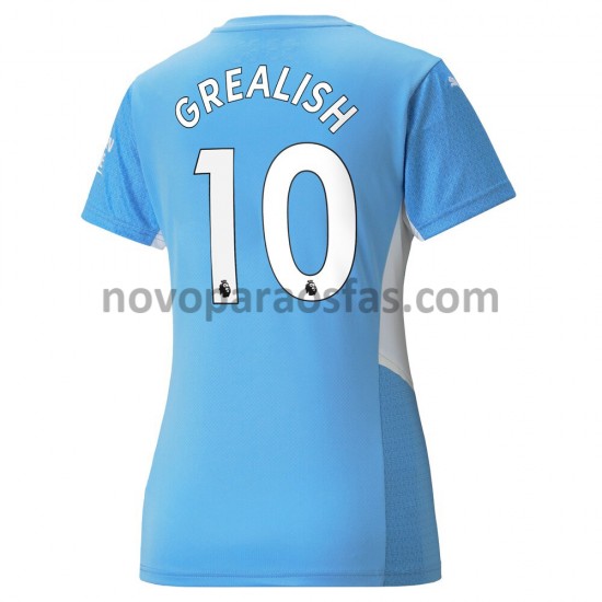 Camisolas Manchester City Jack Grealish 10 Mulher Casa 2021-2022 Manga Curta