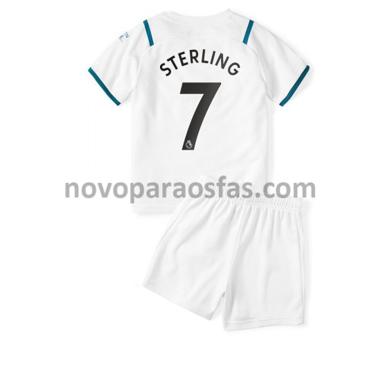 Camisolas Manchester City Raheem Sterling 7 Criança Visitante 2021-2022 Manga Curta