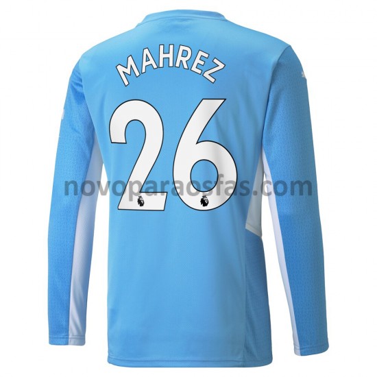 Camisolas Manchester City Riyad Mahrez 26 Casa 2021-2022 Manga Comprida
