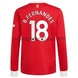 Camisolas Manchester United Bruno Fernandes 18 Casa 2021-2022 Manga Comprida