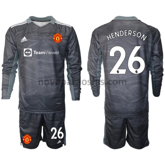 Camisolas Manchester United Dean Henderson 26 Guarda-redes Criança Visitante 2021-2022 Manga Comprida