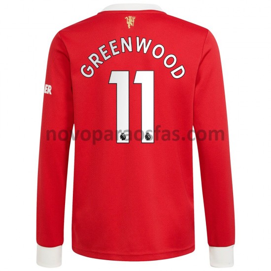 Camisolas Manchester United Mason Greenwood 11 Casa 2021-2022 Manga Comprida