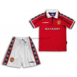 Camisolas Manchester United Retro Criança Casa 1998-1999 Manga Curta