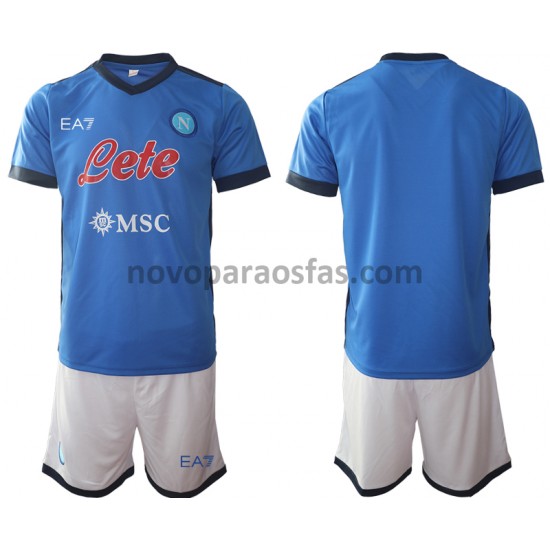 Camisolas SSC Napoli Criança Casa 2021-2022 Manga Curta