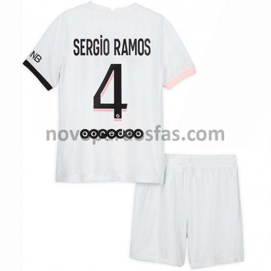 Camisolas Paris Saint-Germain Sergio Ramos 4 Criança Visitante 2021-2022 Manga Curta
