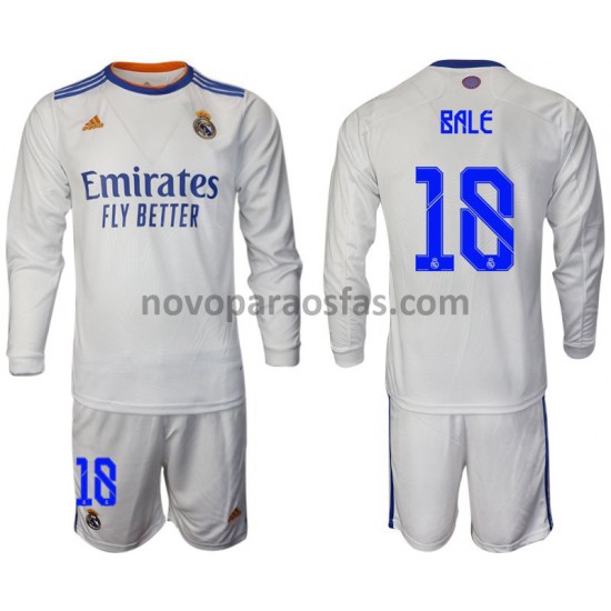 Camisolas Real Madrid Bale 18 Criança Casa 2021-2022 Manga Comprida