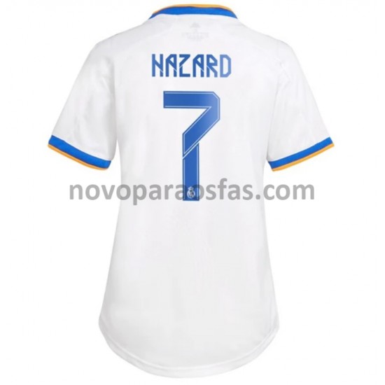 Camisolas Real Madrid Eden Hazard 7 Mulher Casa 2021-2022 Manga Curta