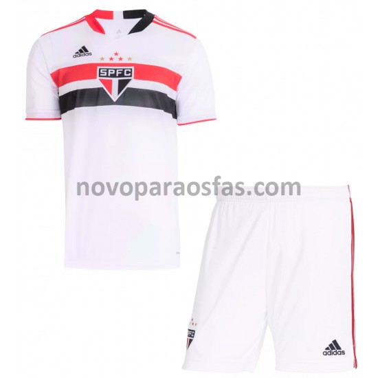 Camisolas São Paulo Criança Casa 2021-2022 Manga Curta