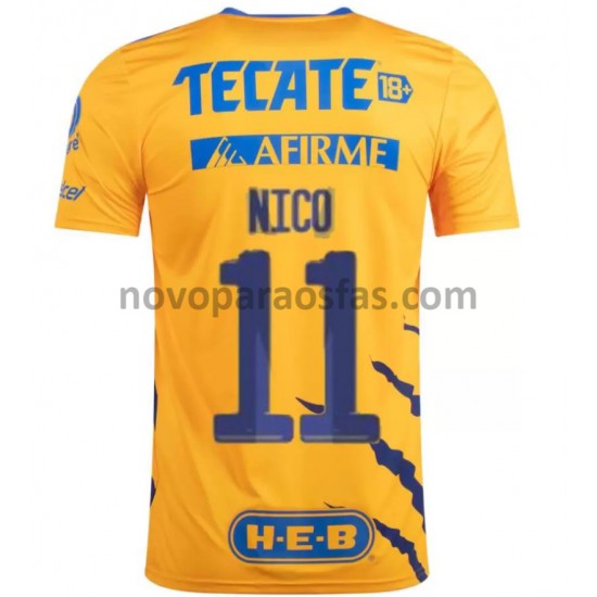 Camisolas Tigres UANL Nico Lopez 11 Casa 2021-2022 Manga Curta