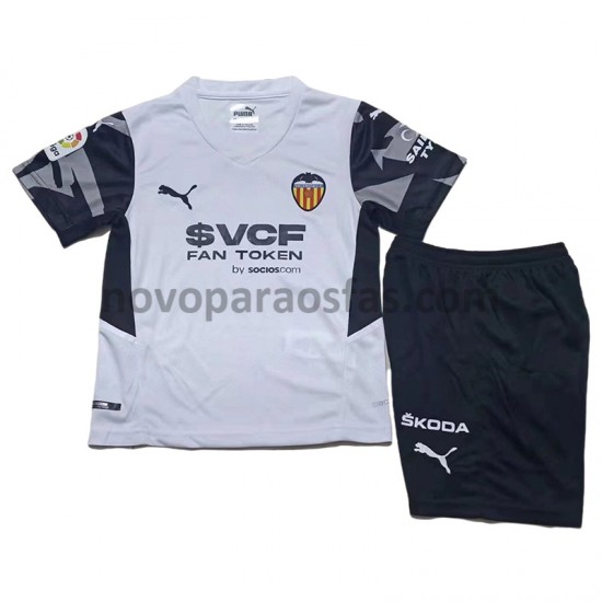 Camisolas Valencia CF Criança Casa 2021-2022 Manga Curta
