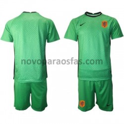 Camisolas Países Baixos Guarda-redes Criança Visitante Euro 2020 Manga Curta