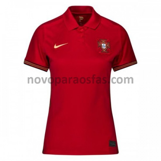 Camisolas Portugal Mulher Casa Euro 2020 Manga Curta