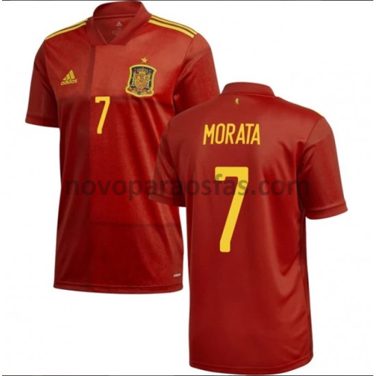 Camisolas Espanha Morata 7 Casa Euro 2020 Manga Curta