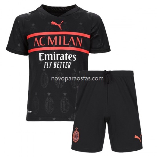 Camisolas AC Milan Criança Alternativo 2021-2022 Manga Corta