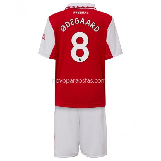 Camisolas Arsenal Odegaard 8 Criança Casa 2022-2023 Manga Corta
