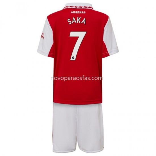 Camisolas Arsenal Saka 7 Criança Casa 2022-2023 Manga Corta