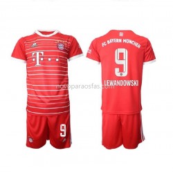 Camisolas Bayern de Munique Lewandowski 9 Criança Casa 2022-2023 Manga Corta