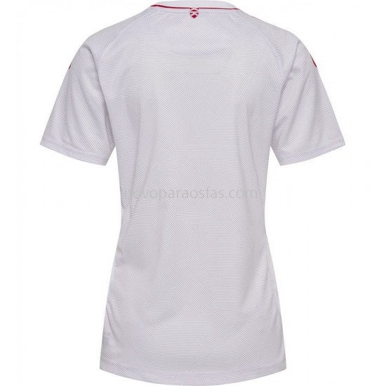 Camisolas Dinamarca Mulher Visitante 2022 Manga Corta