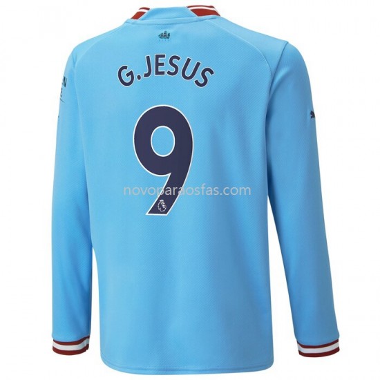 Camisolas Manchester City G.Jesus 9 Casa 2022-2023 Manga Larga