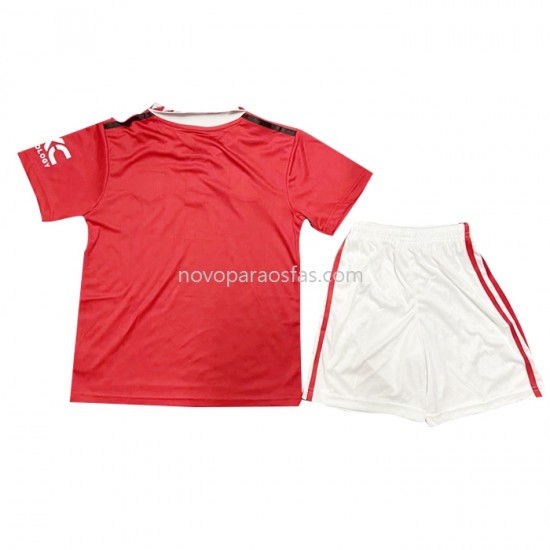 Camisolas Manchester United Criança Casa 2022-2023 Manga Corta