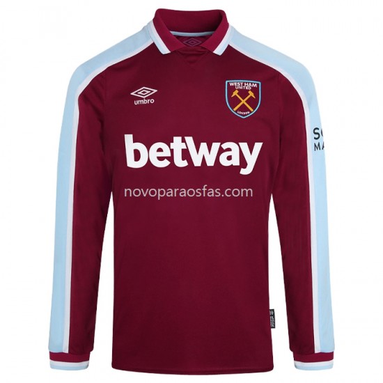 Camisolas West Ham United Casa 2021-2022 Manga Larga