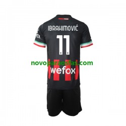 Camisolas AC Milan Ibrahimović 11 Criança Casa 2022-2023 Manga Curta