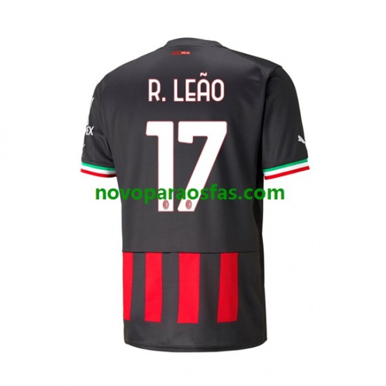 Camisolas AC Milan Rafael Leao 17 Homem Casa 2022-2023 Manga Curta