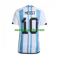 Camisolas Argentina Lionel Messi 10 Homem Casa Copa do Mundo 2022 Manga Curta