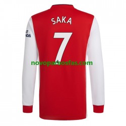 Camisolas Arsenal Bukayo Saka 7 Homem Casa 2022-2023 Manga Comprida