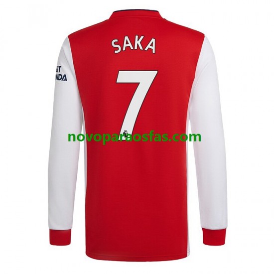 Camisolas Arsenal Bukayo Saka 7 Homem Casa 2022-2023 Manga Comprida