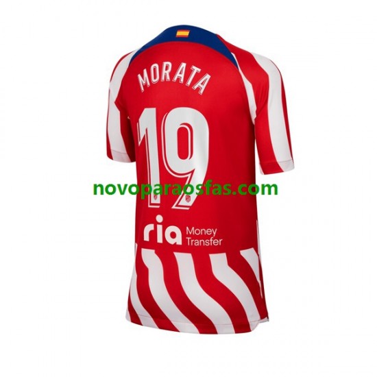 Camisolas Atlético Madrid Alvaro Morata 19 Homem Casa 2022-2023 Manga Curta