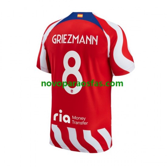 Camisolas Atlético Madrid Antoine Griezmann 8 Homem Casa 2022-2023 Manga Curta