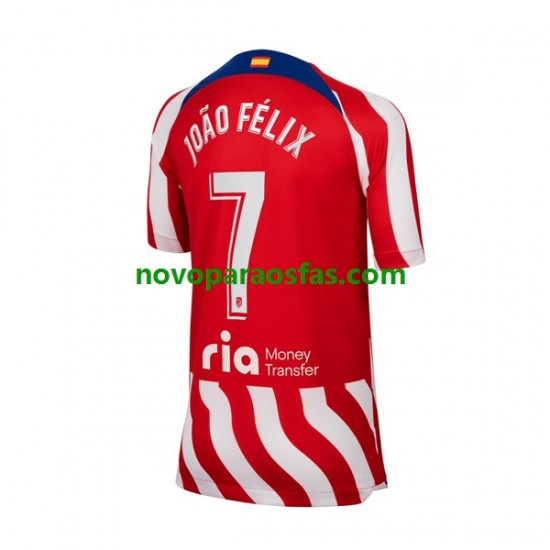 Camisolas Atlético Madrid Joao Felix 7 Homem Casa 2022-2023 Manga Curta