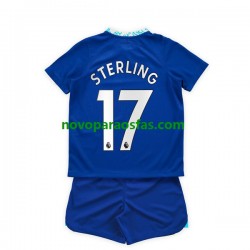Camisolas Chelsea Raheem Sterling 17 Criança Casa 2022-2023 Manga Curta