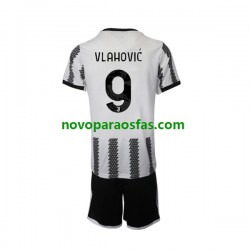 Camisolas Juventus Vlahovic 9 Criança Casa 2022-2023 Manga Curta