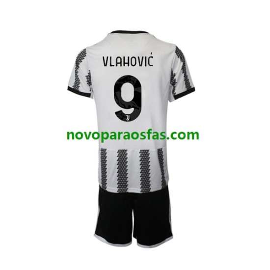 Camisolas Juventus Vlahovic 9 Criança Casa 2022-2023 Manga Curta