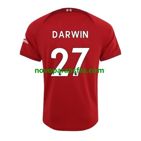 Camisolas Liverpool Darwin Nunez 27 Homem Casa 2022-2023 Manga Curta