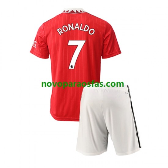 Camisolas Manchester United Cristiano Ronaldo 7 Criança Casa 2022-2023 Manga Curta