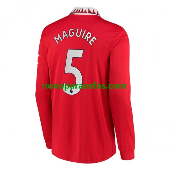 Camisolas Manchester United Harry Maguire 5 Homem Casa 2022-2023 Manga Comprida