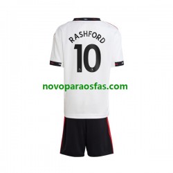 Camisolas Manchester United Rashford 10 Criança Visitante 2022-2023 Manga Curta